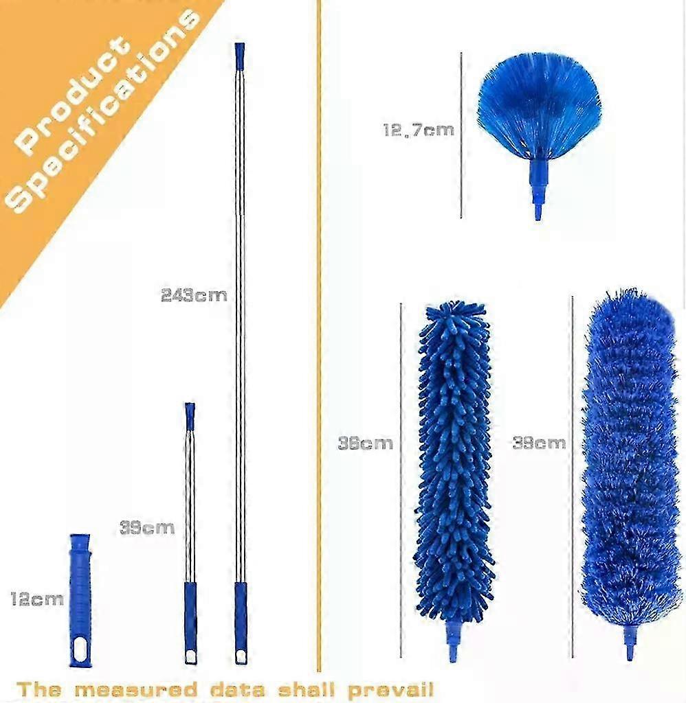 Feather Duster Cleaning Kit with 100-inch Telescopic Extension Pole, Reusable