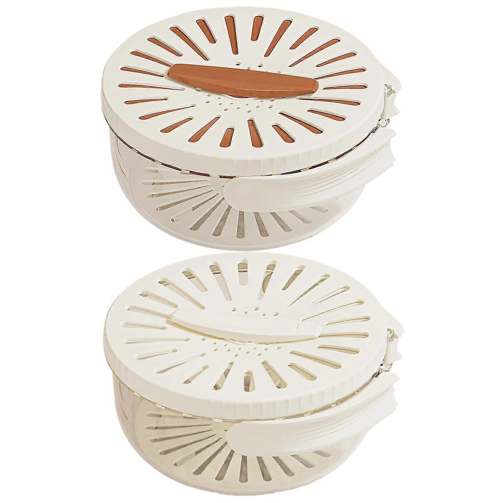 2 Pcs Colander with Lid and Handle, White and Brown Fruit Vegetable Strainer with Transparent Base