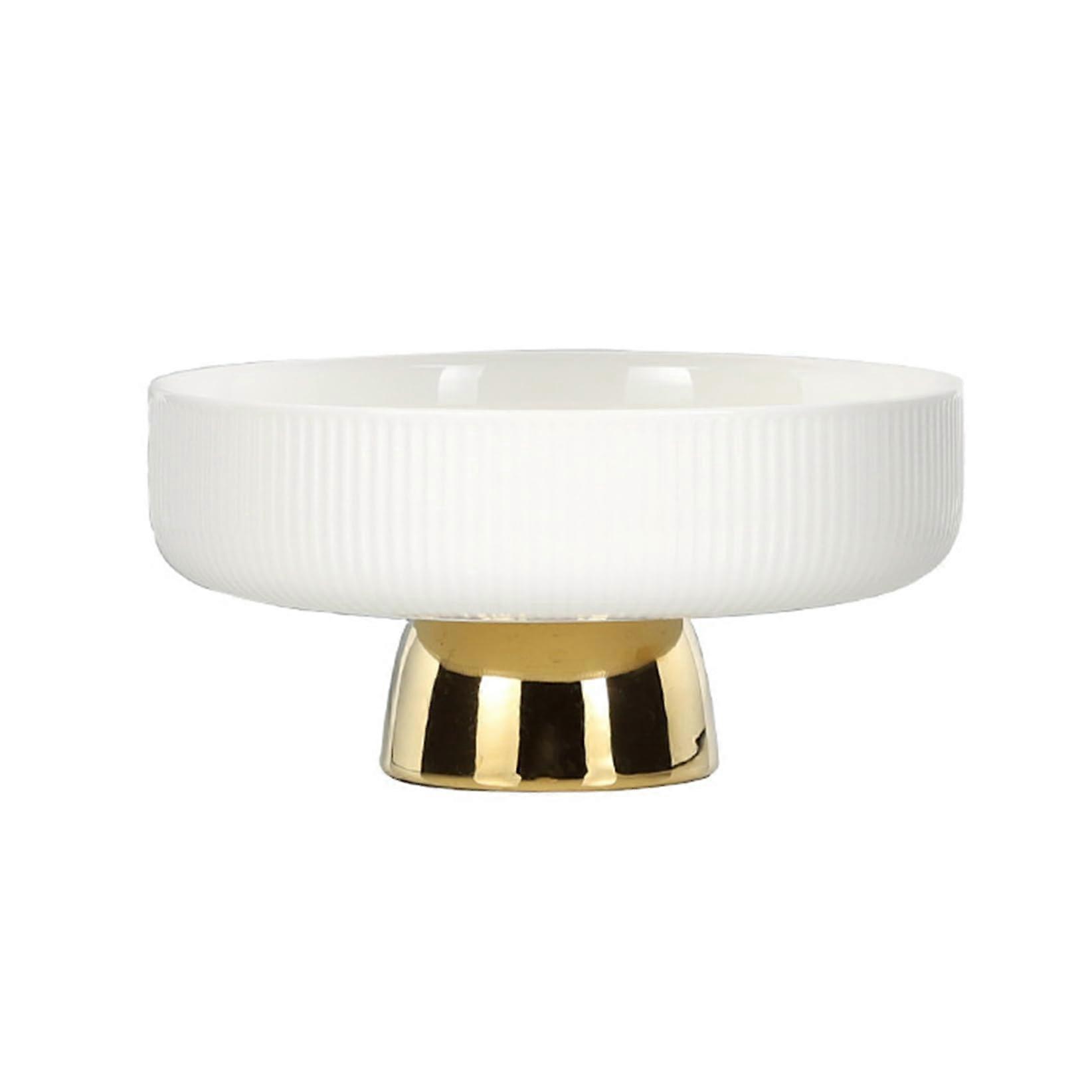 White Footed Ceramic Fruit Bowl 6 Inch, Classic Modern Serving Tray for Candy and Snacks