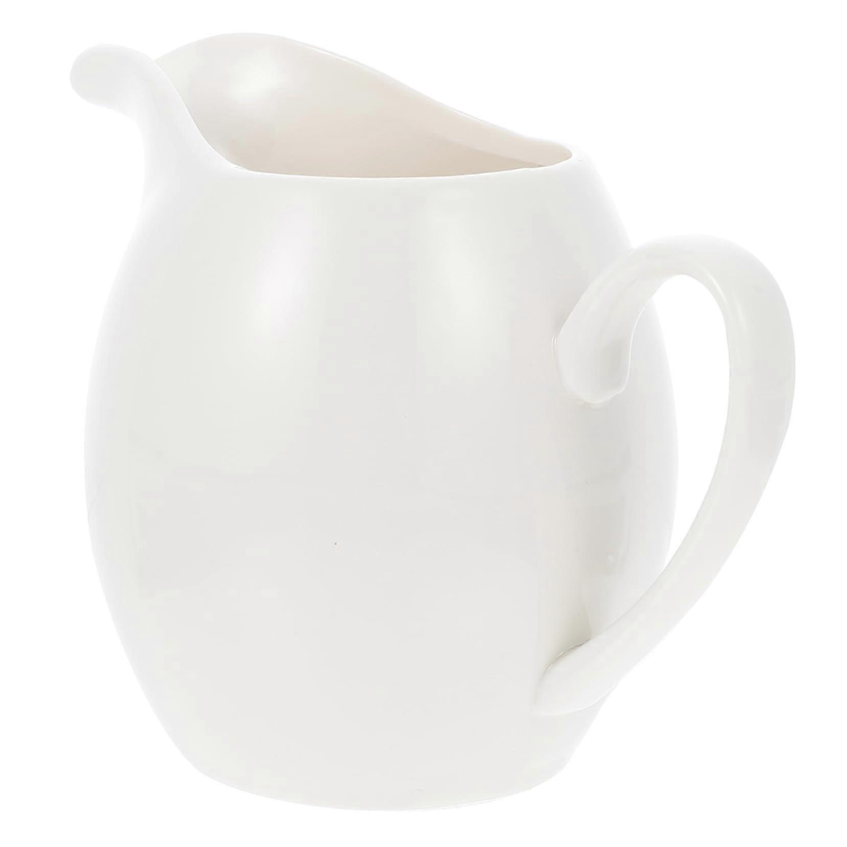 White Ceramic Milk Jug for Coffee, Multipurpose Porcelain Pitcher for Hot and Cold Drinks