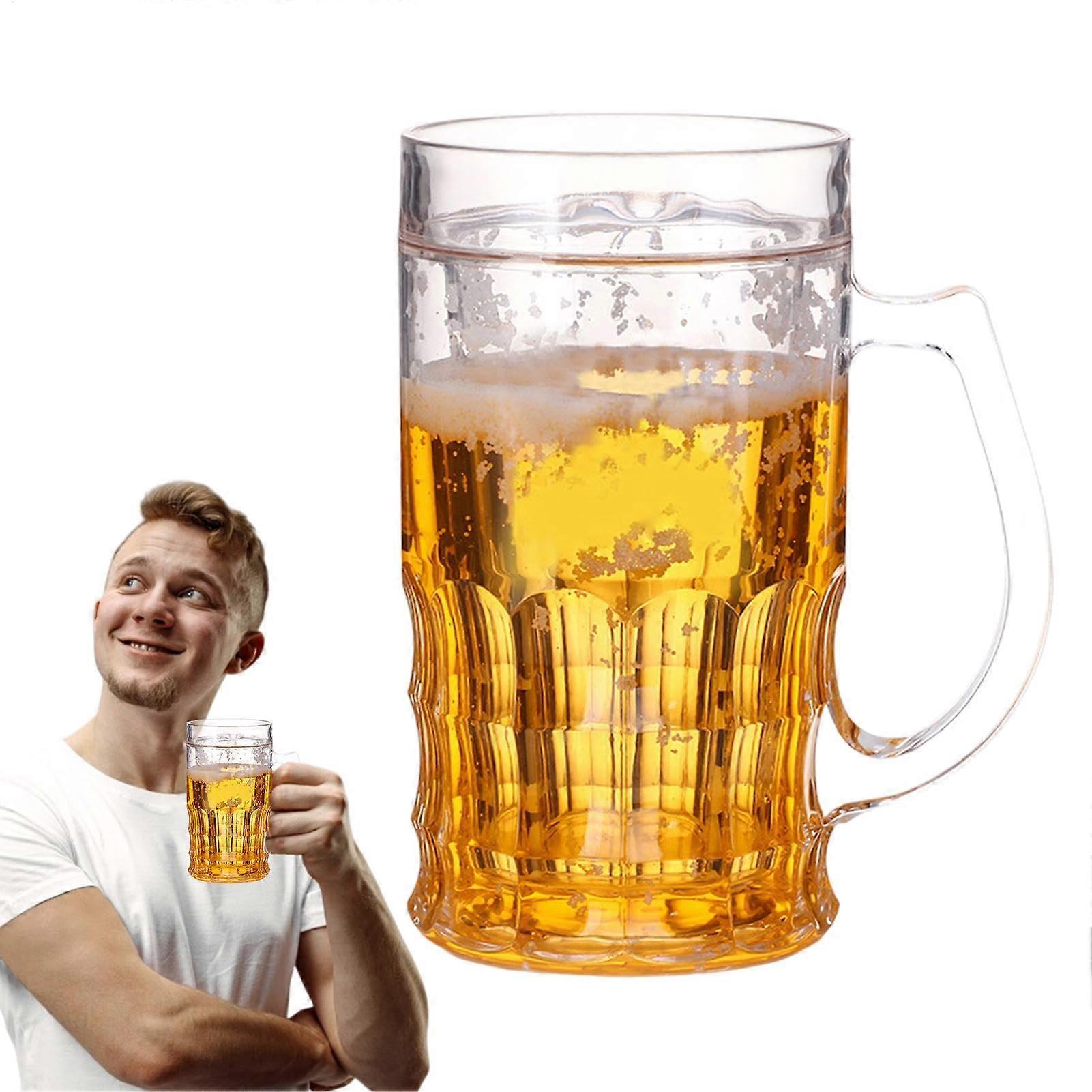 Beer Mug 420ml Double Layer Insulation, Funny Novelty Beer Cup for Men Keeps Drinks Cool