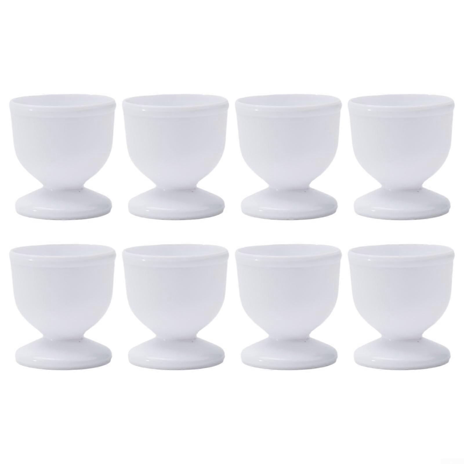 Egg Cup Holder Set 8PCS White Plastic for Soft and Hard Boiled Eggs Reusable Breakfast Dining
