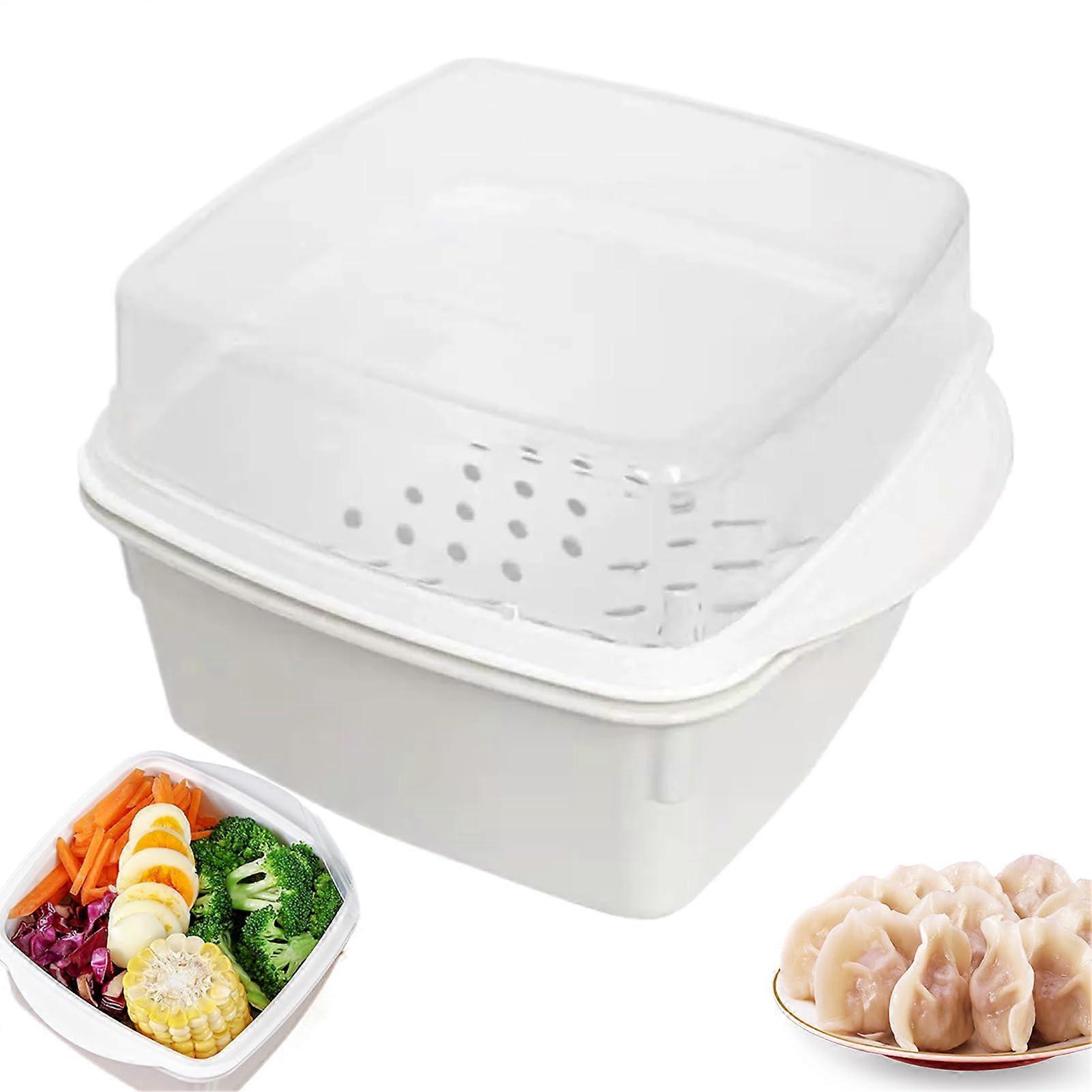 Microwave Vegetable Steamer Bowl BPA  with Layered Design for Even Heating Compact Size