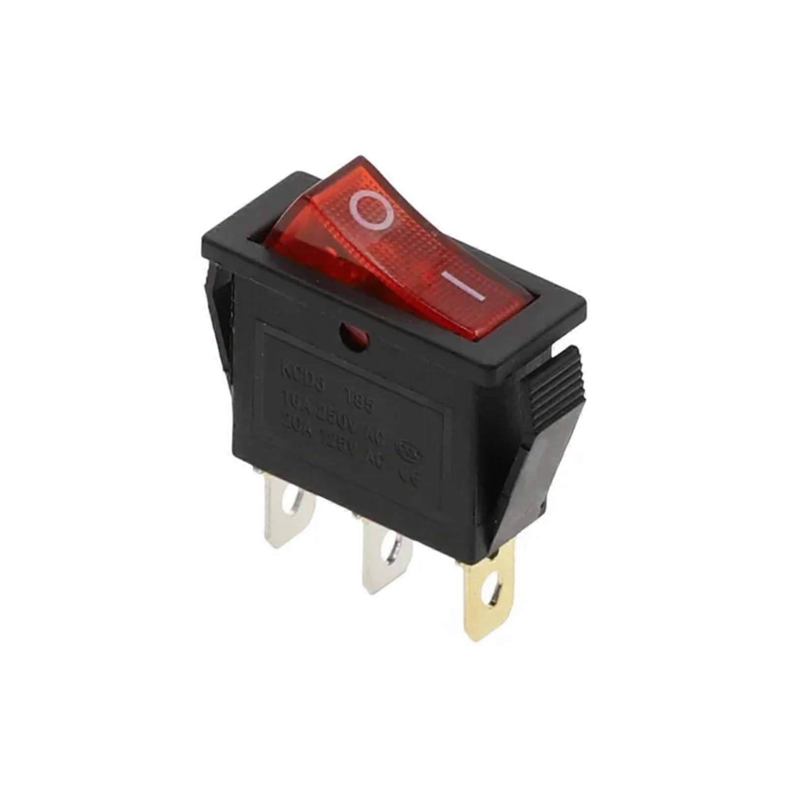 KCD3 220V Rocker Switch 20A 125VAC SPST ON OFF with Red LED Indicator  Current Capacity
