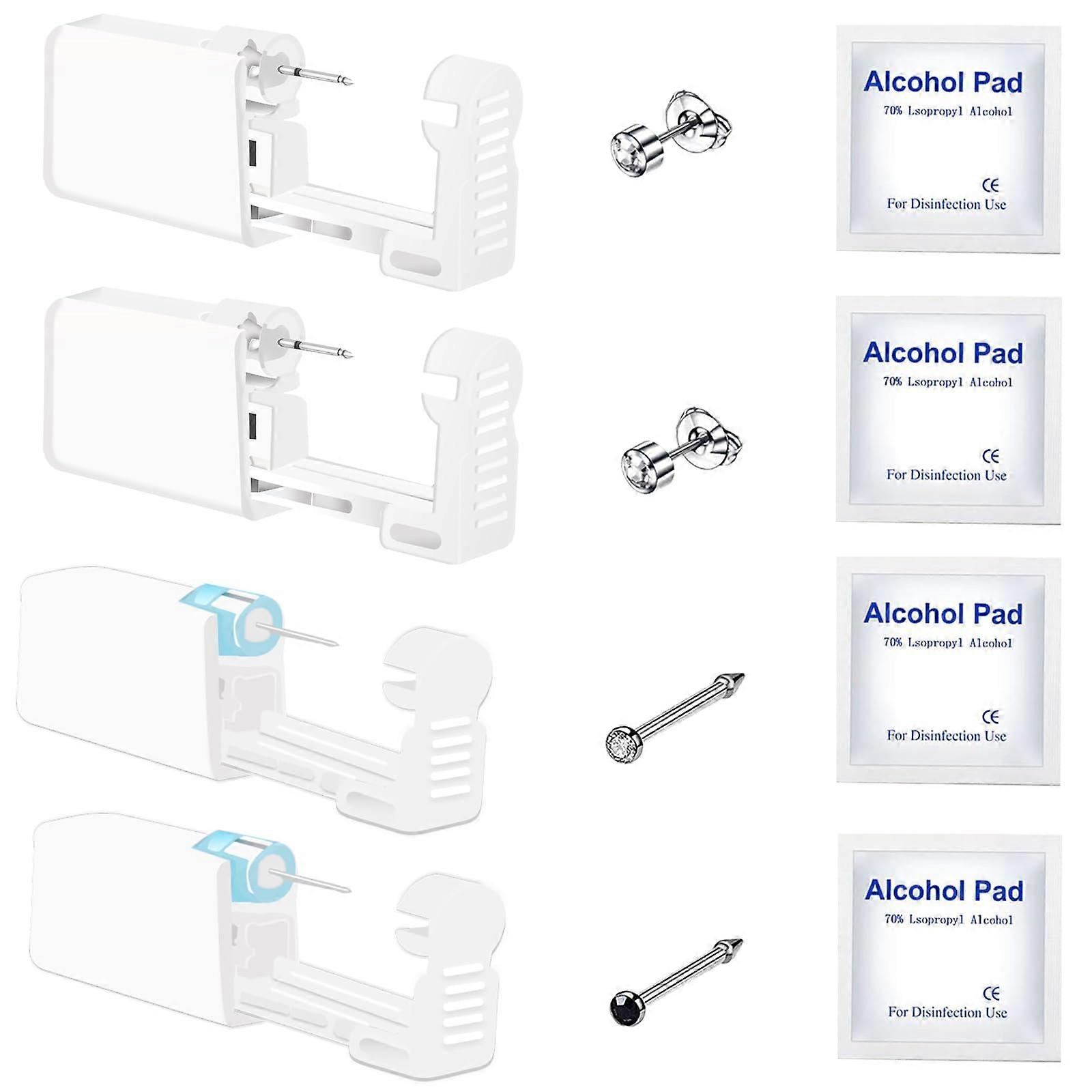 Nose and Ear Piercing Kit 2 Pack Each Safe SelfPiercing Disposable Hygienic for Beginners Silver