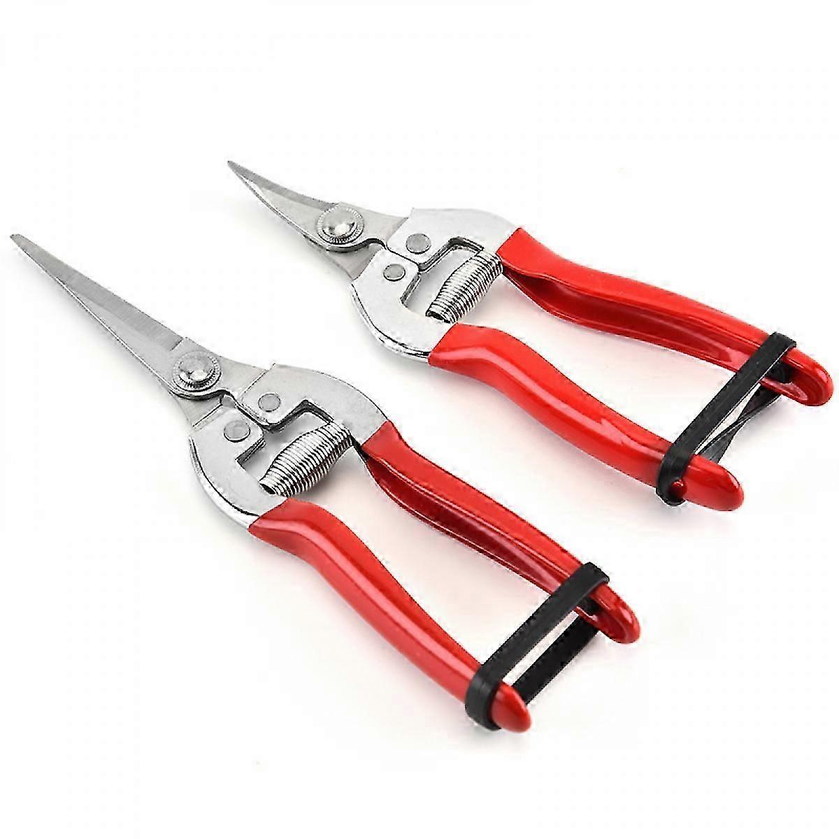 2 Stück Gartenschere, Rosenschere, Weinschere, Rot/Silber