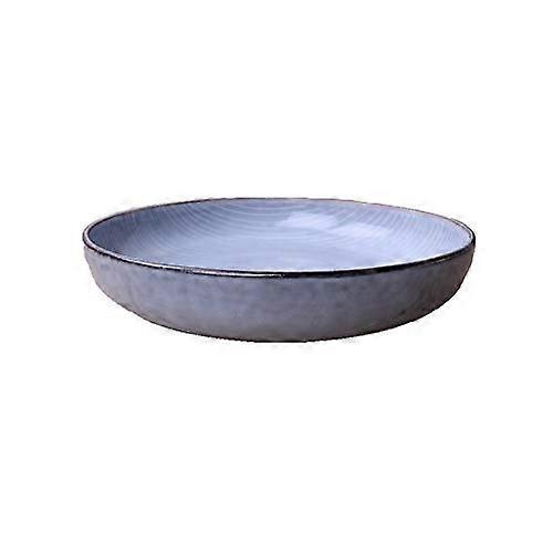 Retro Striped Ceramic Dinner Plate and Matte Glazed Deep Soup Bowl for Elegant Table Setting