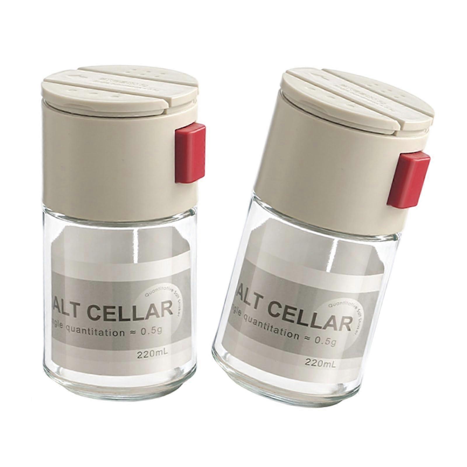 Pack of 2 Glass Salt and Pepper Dispenser Bottles with Precise Portion Control for Kitchen Cooking