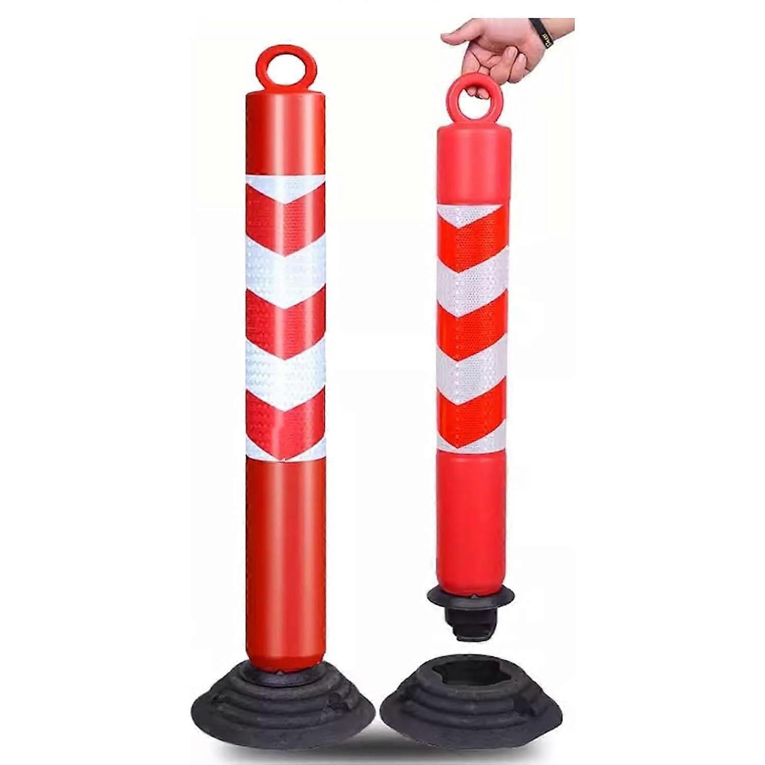 2pcs Flexible Traffic Delineator Post with Reflective  Visibility PU Cone and Detachable Base
