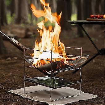 Tragbarer Lagerfeuerständer, Campinggrill, faltbare Camping-Feuerstelle, Edelstahl, für den Außenbereich