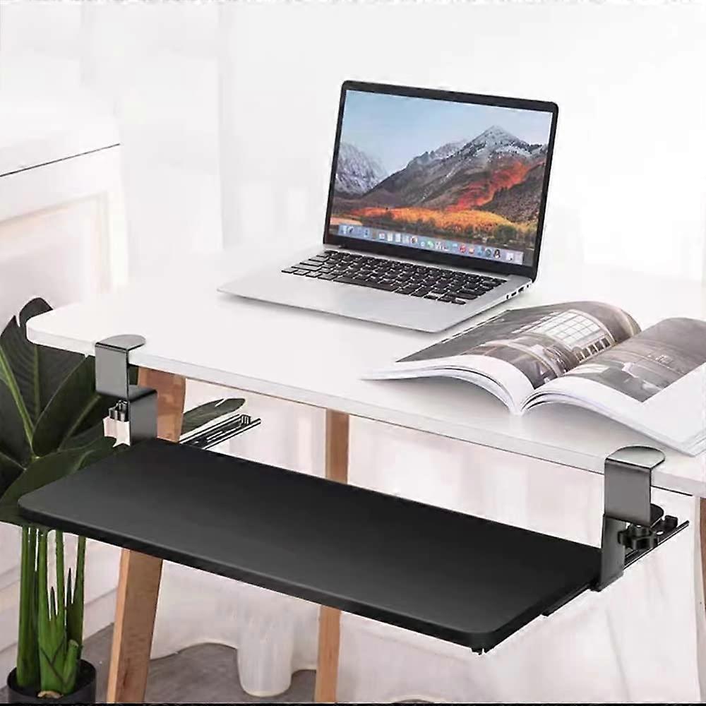 Under Desk Keyboard Tray with Mouse Platform, Ergonomic Adjustable Drawer 52cm Black