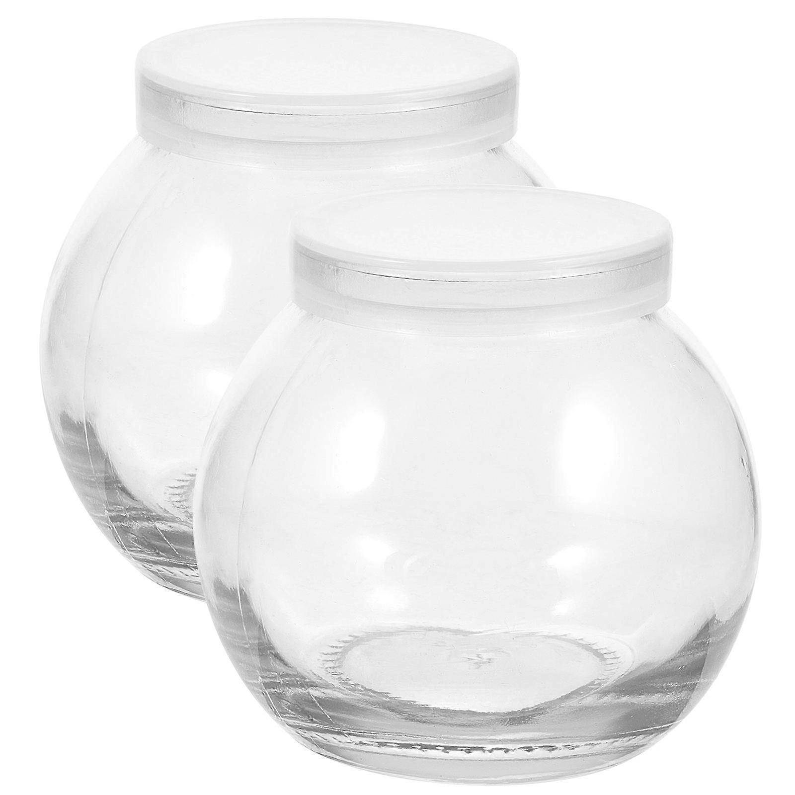 Glass Yogurt Bottles Pudding Holders for Storage 2Pcs Durable Plastic