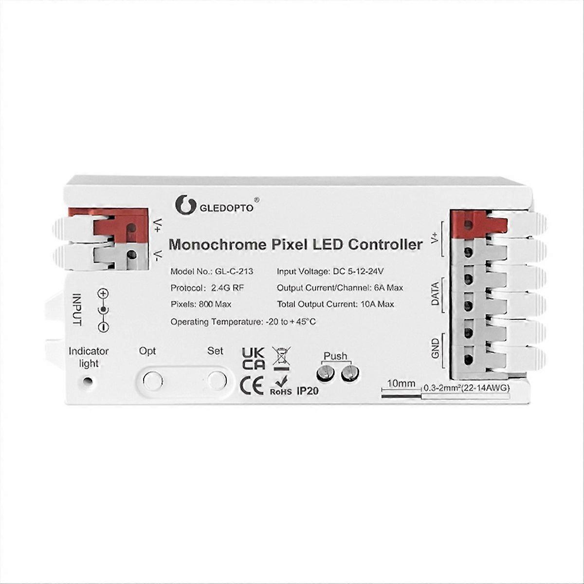 GLEDOPTO Monochrome Pixel LED Controller Brightness Light Strip RF Remote Controller with 7 Dynamic 