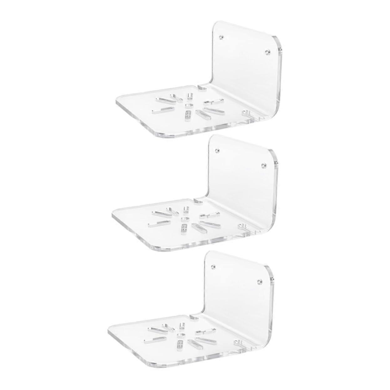 Acrylic Wall Mount Shelf for Security Camera and Router, Clear Floating Bracket, 3 Pack