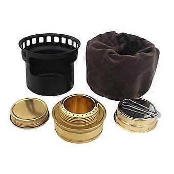 Réchaud à alcool de camping avec support de casserole stable, combustion efficace et construction métallique durable