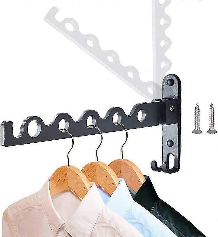 Black Foldable Wall Hanging Clothes Rack, No Punching Required