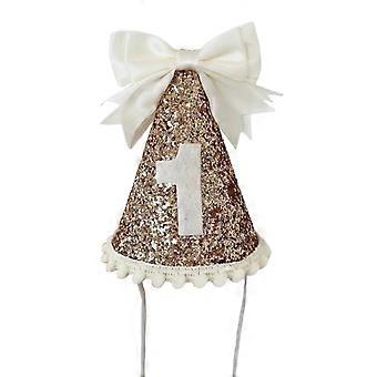 Chapéu de aniversário estiloso para bebês, com lindo laço e tecido macio, ideal para crianças a partir de 1 ano de idade.