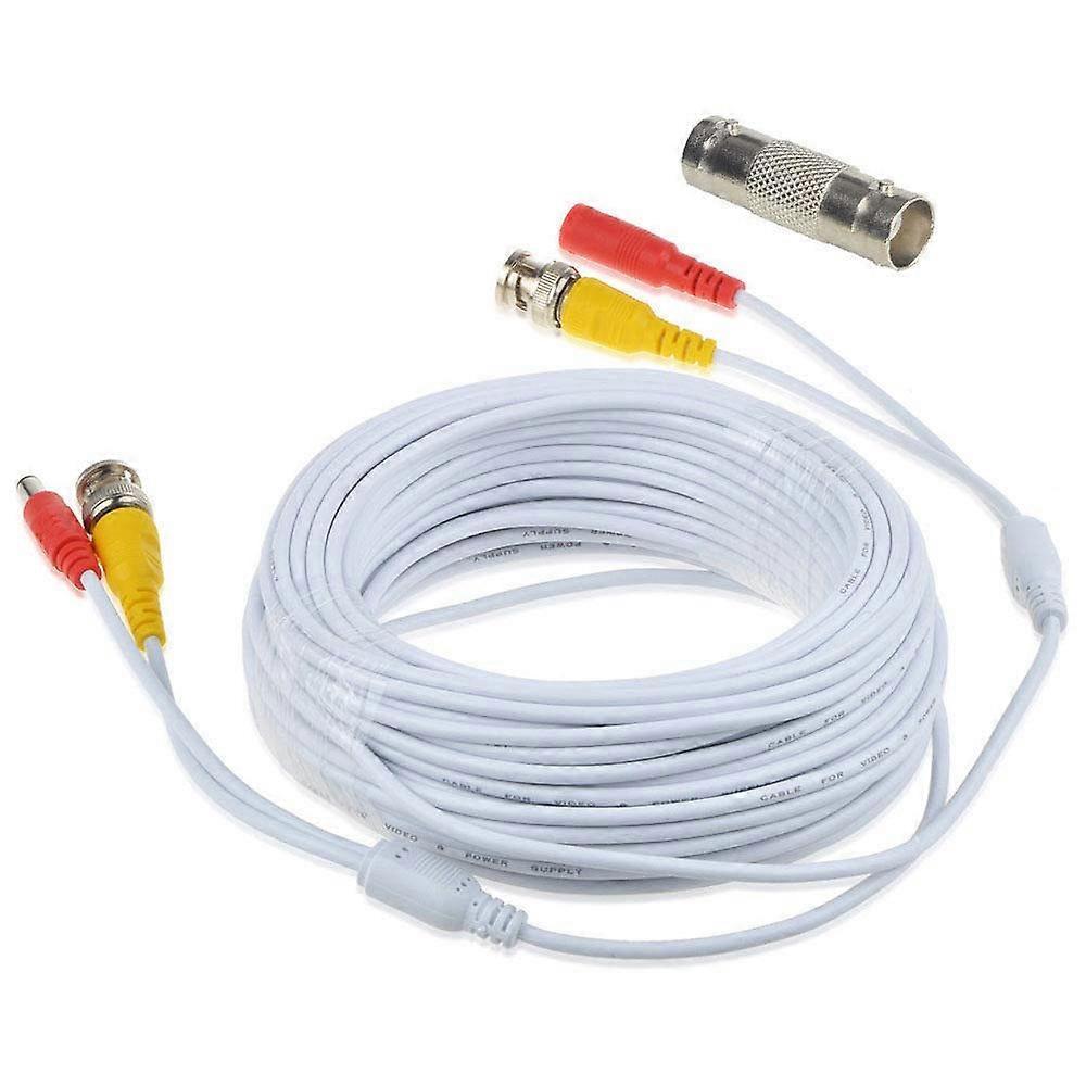 50ft White BNC Video Power Cable for Analog AHD CVI CCTV Security Camera DVR Kit