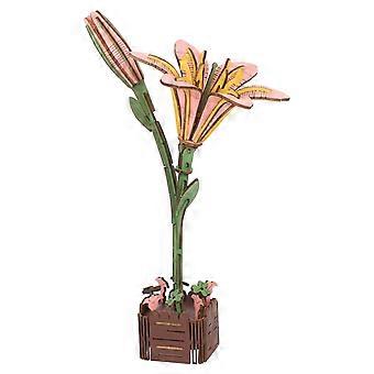 1 Set Flower Wooden Puzzles: 3d Lily Model - Adults Diy Assembly Bloom - Building Blocks Jigsaw For Birthday Craft Botanical Collection Housewarming C