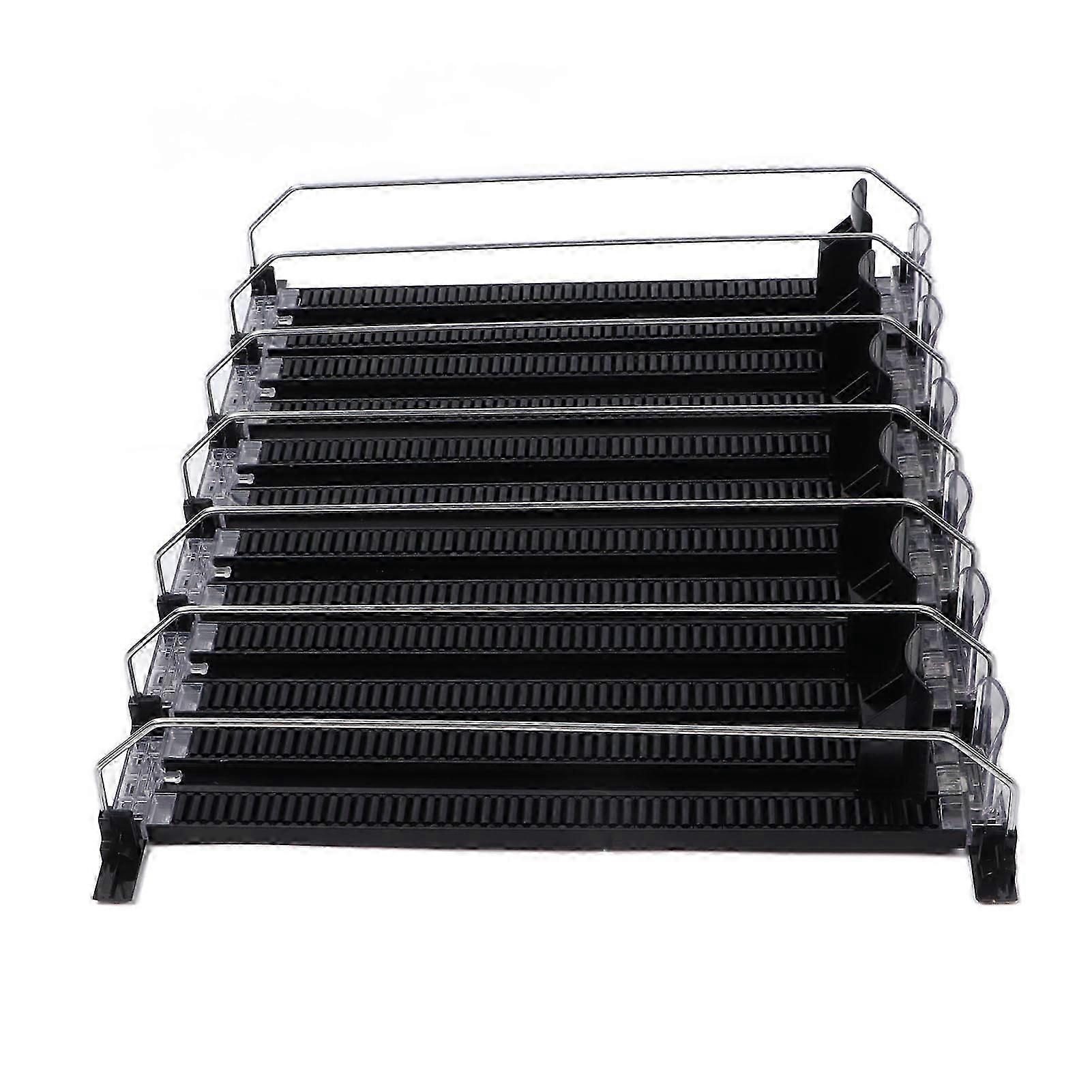 Self Pushing Drink Holder 6 Rows 15in Black Adjustable Width