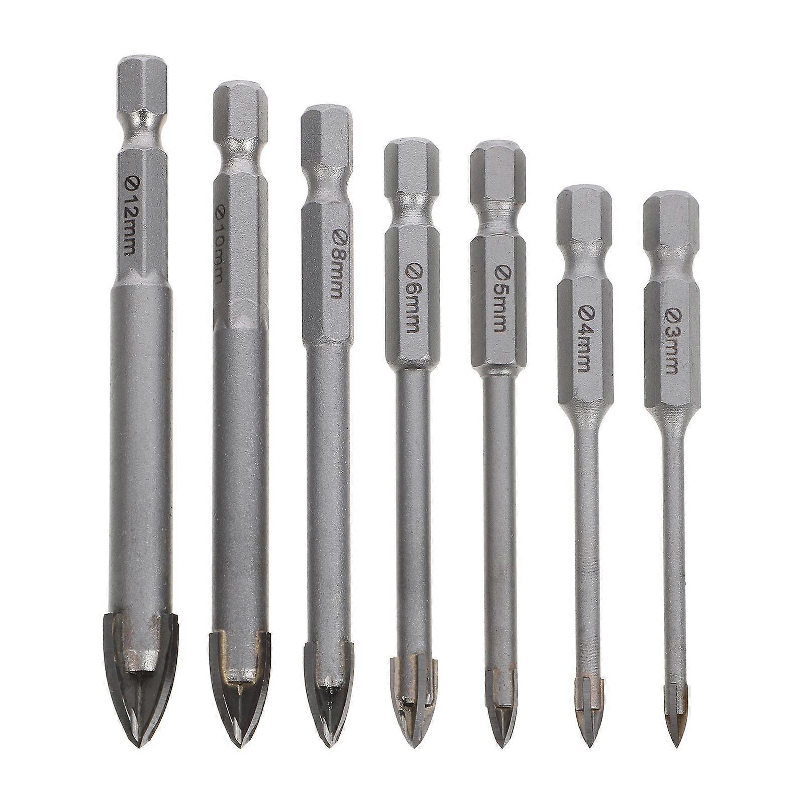Tile Drill Bits for Concrete Drilling Silver 7Pcs Carbide Set