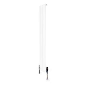 Flat Single Column Radiator 1600mm x 280mm & TRV Chrome Valves Modern Designer Single Panel Central