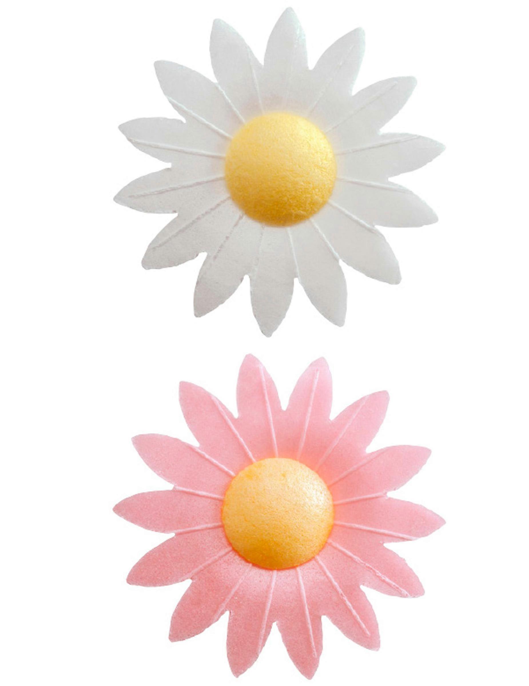 8 Wafer Flower Cake Decorations