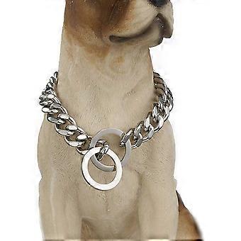 Dog Chain Collar Gold\\/Silver Stainless Steel 12mm Wide Cuban Curb Link Chain Dogs Necklace Walking Training Collars for Large Medium and Small Dogs 