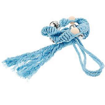 Dog Training Bell Doorbell for Effective Training 4Pcs Sky-Blue Rope Wooden Beads
