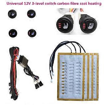 Universal 2 seats 4pcs 12v car Alloy wire fiber 3 level heated seat heater pad switch kit Round Switch Winter Warmer Seat Covers