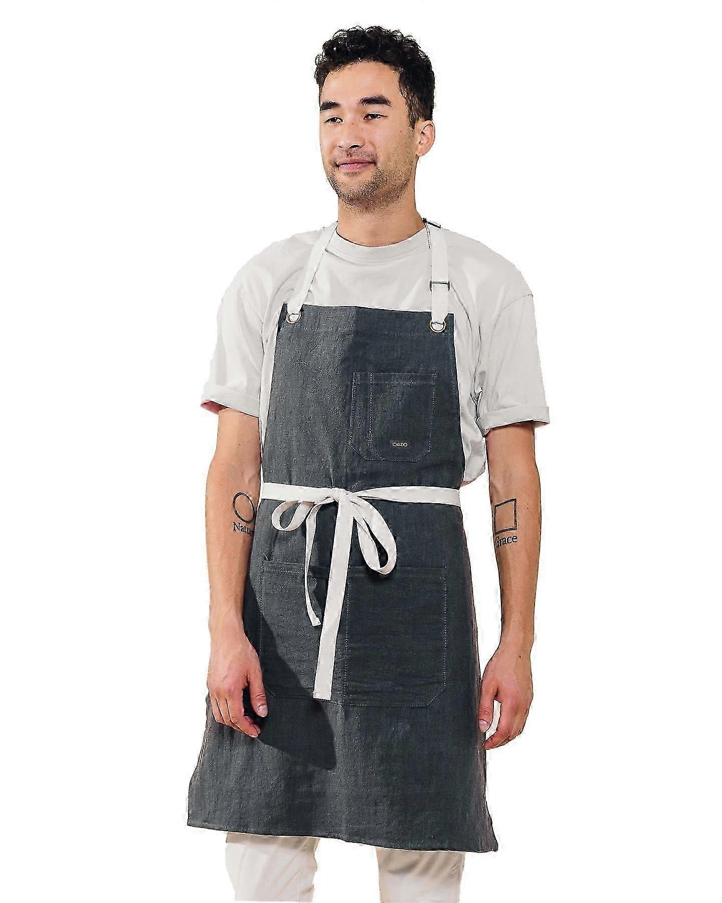 Adjustable Linen Kitchen Apron with Pockets for Cookingi