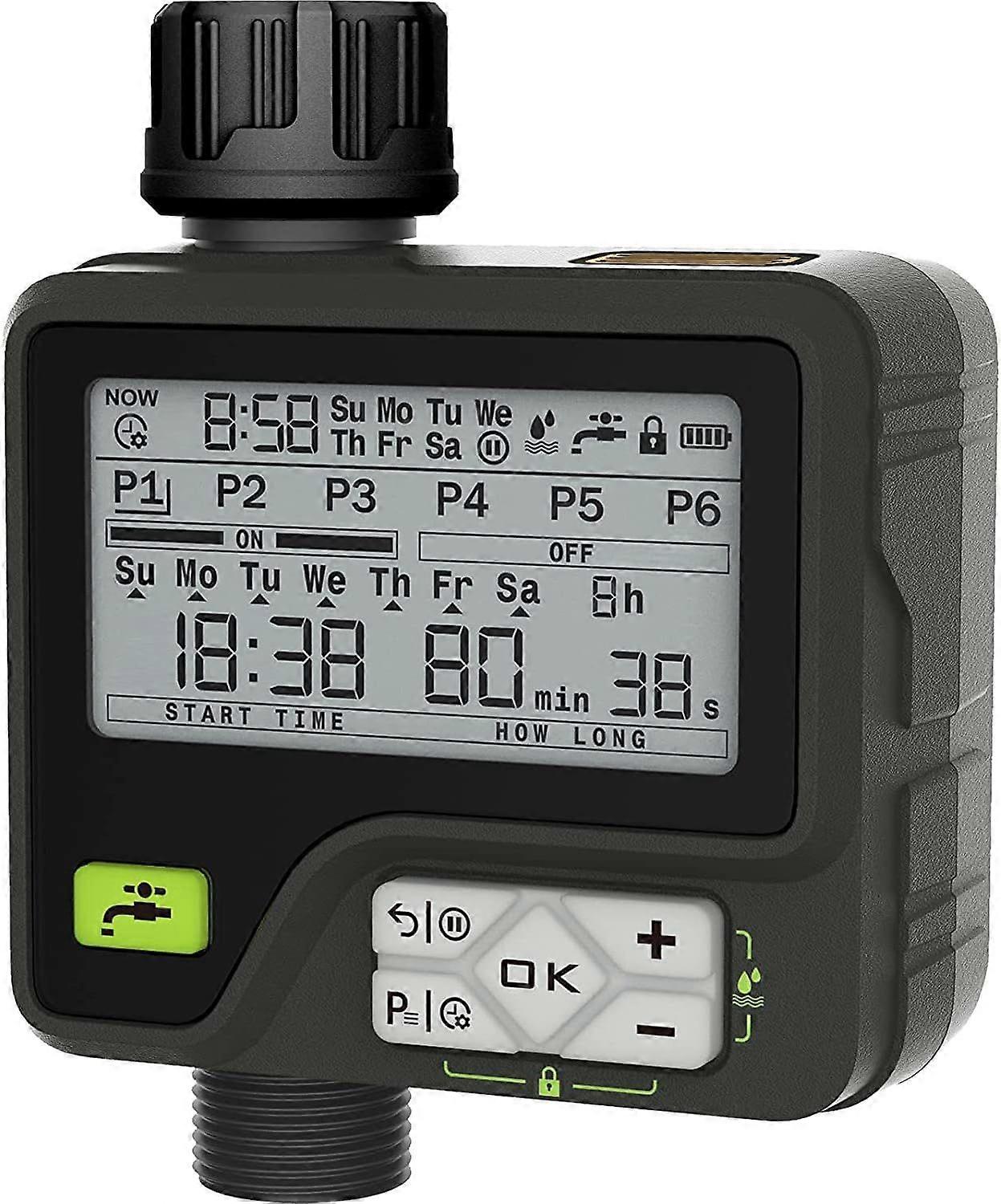 Garden Automatic Water Timer Rain Sensor Sprinkler Timer Irrigation System Controller 6 Independent Programs