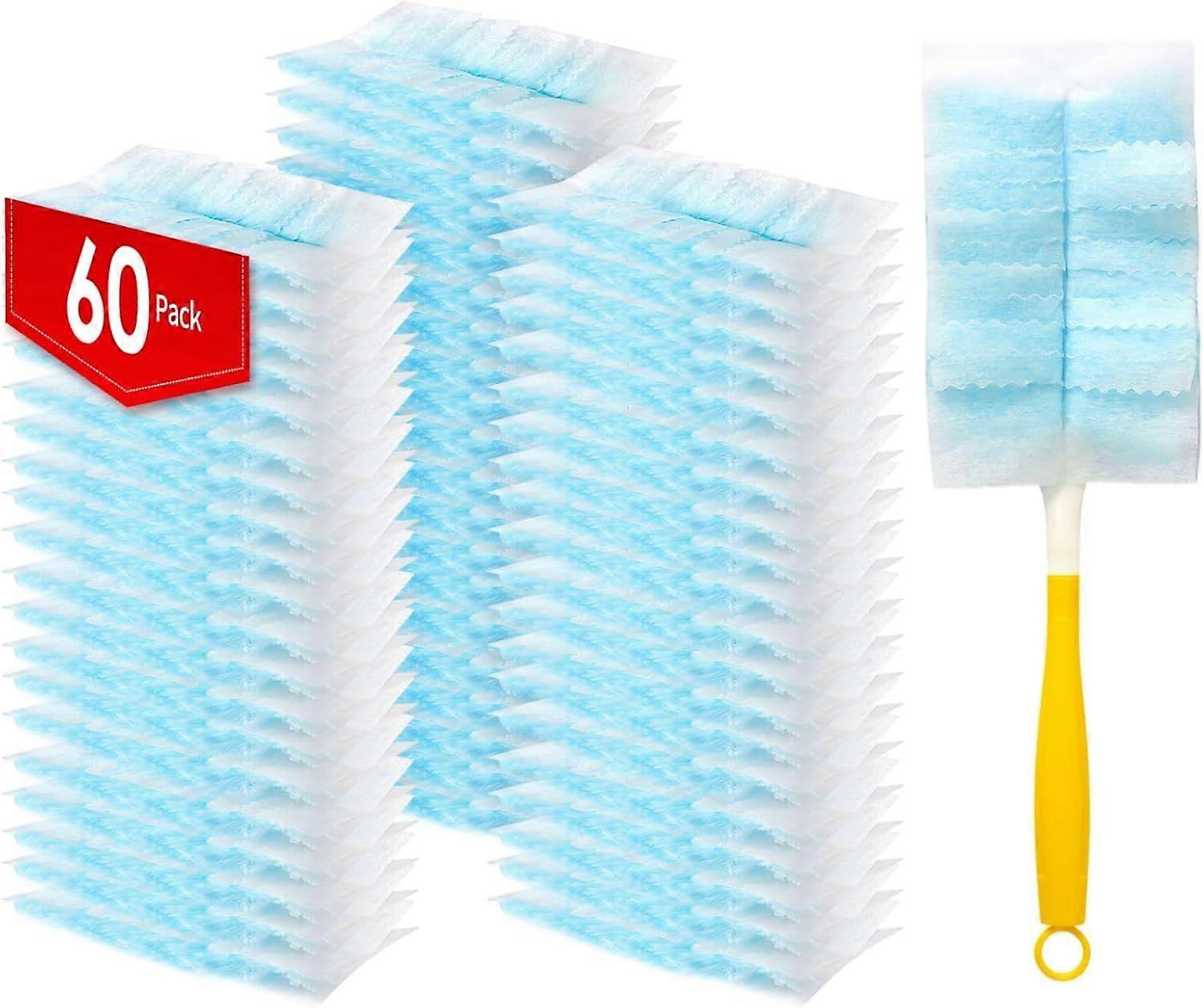 60 Count Electrostatic Duster Refills Compatible with Swiffer Duster,Multi-Surface Dusting Refills,Microfibre Dusters for Cleaning with 1Pcs Short