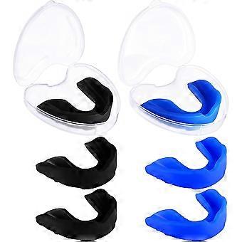 6 pièces Sports Mouth Guard pour enfants, protège-dents athlétique pour la boxe Football Hockey Karaté Basketball (Bleu foncé, Noir)