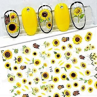 Nail Art Aufkleber Blumen Blume Sonnenblume Nail Art Wasser Aufkleber Transfer Folien für Nägel Versorgung Wasserzeichen Sonnenblume Kleine Gänseblümchen Pfingstrose DIY Desig
