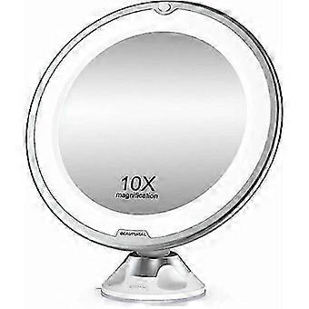 Makeup Mirror, 10X Magnification with Daylight White LED, Portable Lighted Bathroom Mirror, 360 Degree Swivel Rotation and Lockable