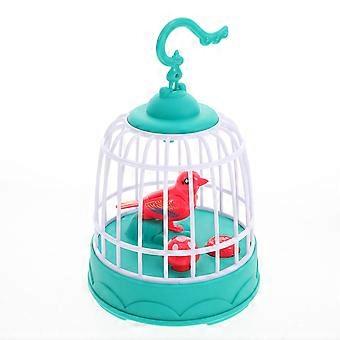 Pájaros cantores y piantes en jaula, juguete realista activado por sonido para oficina, decoración del hogar, juguetes para niños, regalos de fiesta de cumpleaños.