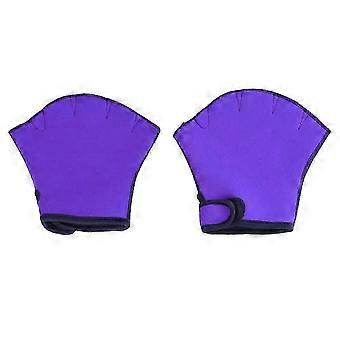 Scuba Diving Gloves Webbed Aquatic Fit Training Gloves Purple Size Resistance Training 1 Pair