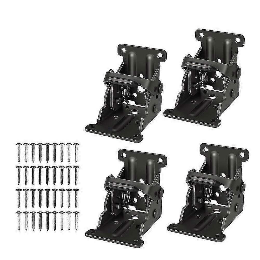 4 Pack Folding Brackets, Self-Lock Hinge with Screws compatible with Legs, Lock Extension Support Bracket Bed Legs