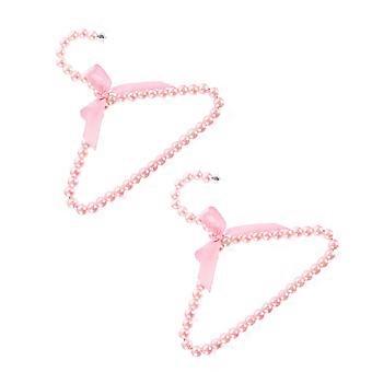 Decorative Pet Hanger Pearl Small Coat Hanger for Home 2Pcs Pink