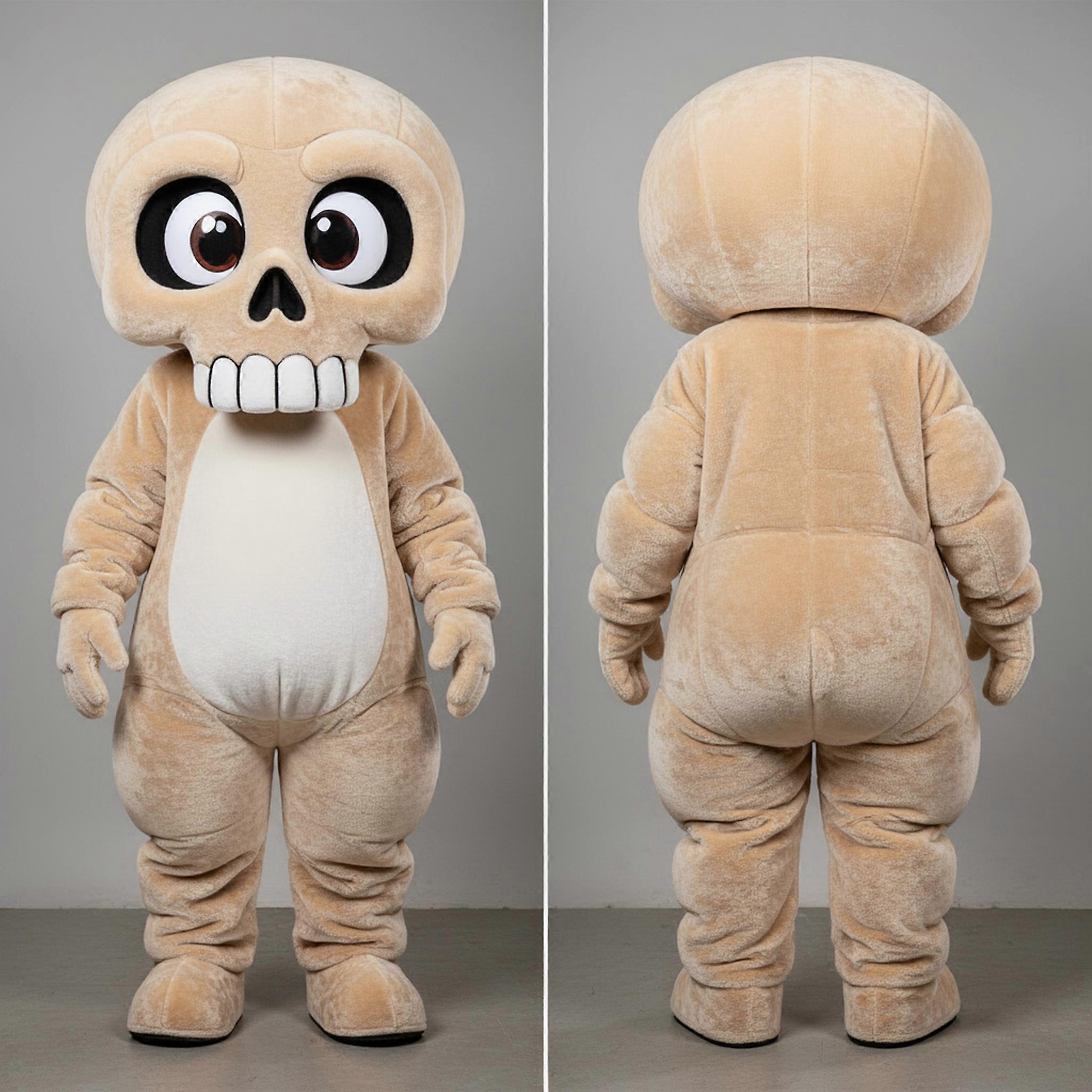 MASTICOT Velvety Beige Grinning Skull Mascot