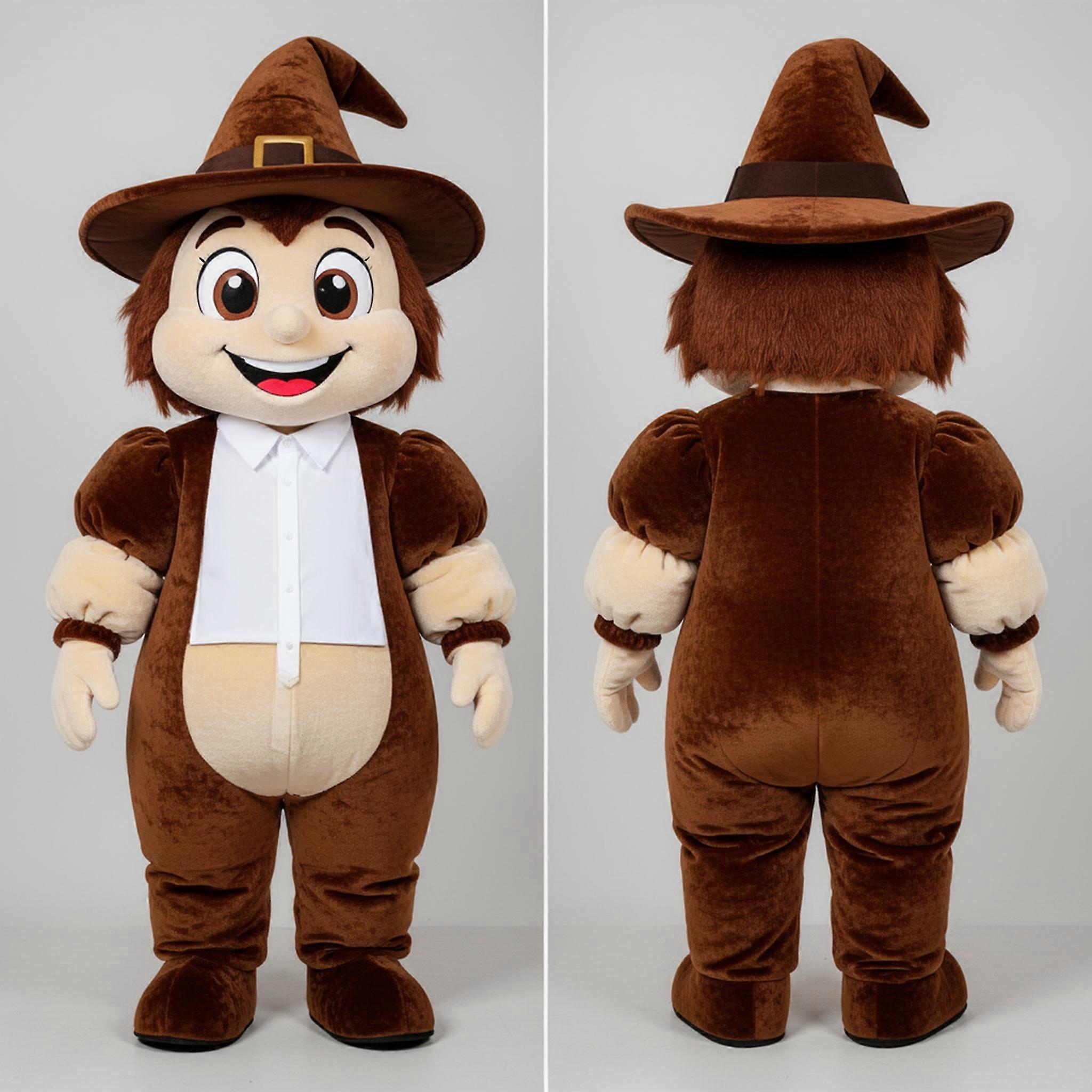 MASTICOT Brown Velvety Witch Mascot