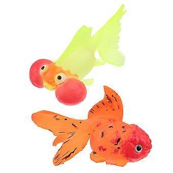Vivid Ornament Silicone Goldfish for Fish Tank 2Pcs Marine Jellyfish Decor