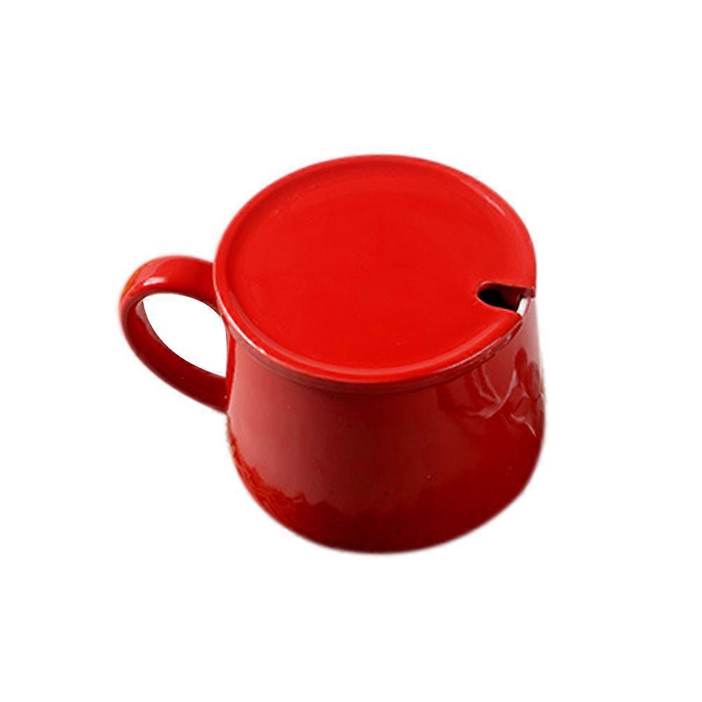 Roter Keramik-Weihnachtskaffeebecher mit Deckel, 400 ml