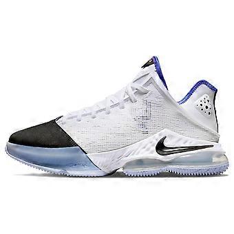 Nike LeBron 19 Low White Medium Blue Siren Red Black DH1270-100