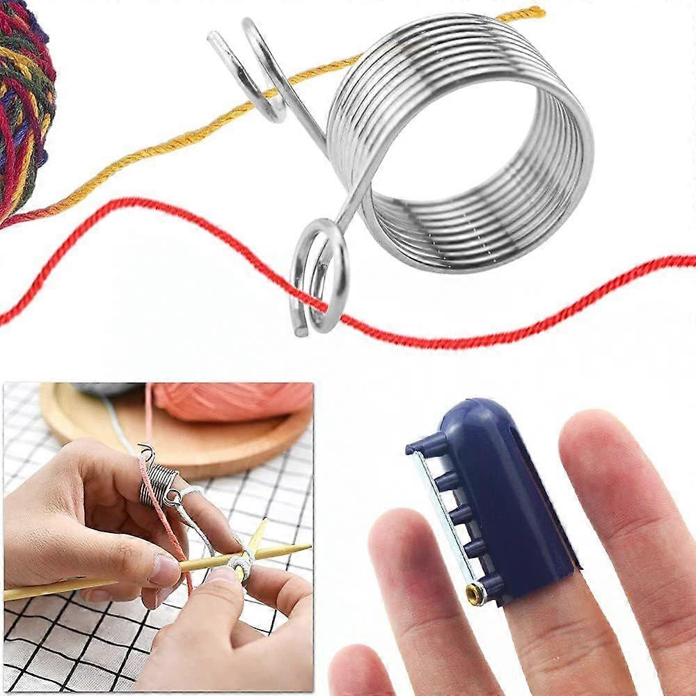 Knitting Loop Crochet Ring Set for DIY Knitting Crafts(8pcs, silver)