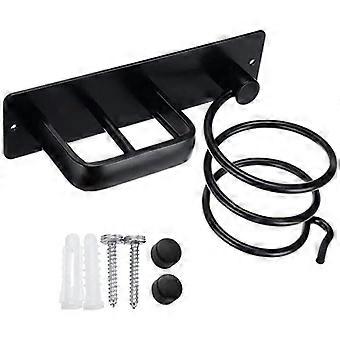 Hairdryer holder made of aluminum without drilling 13.5 x 22.5 x 10.5 cm Black