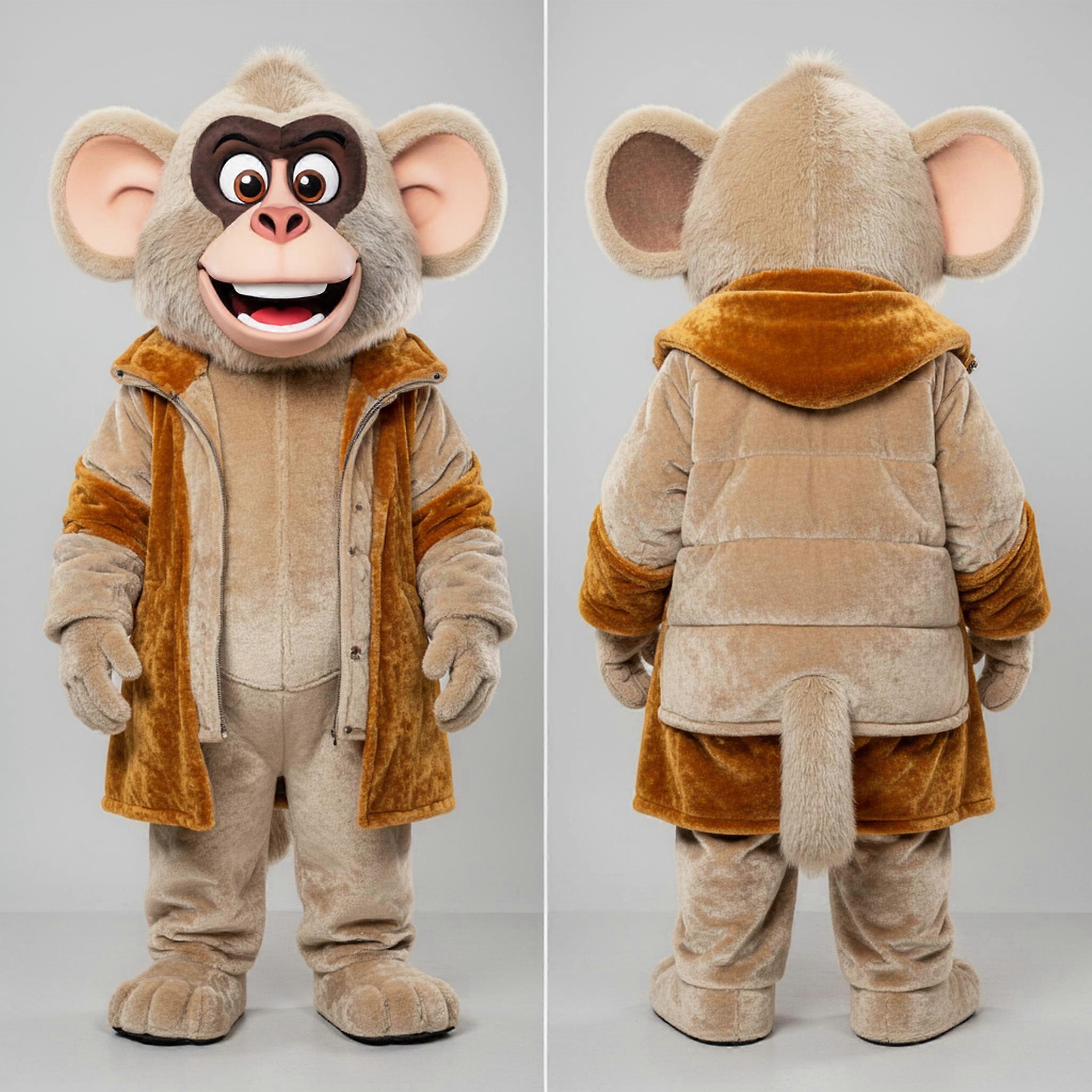 MASTICOT Beige Plush Baboon Mascot