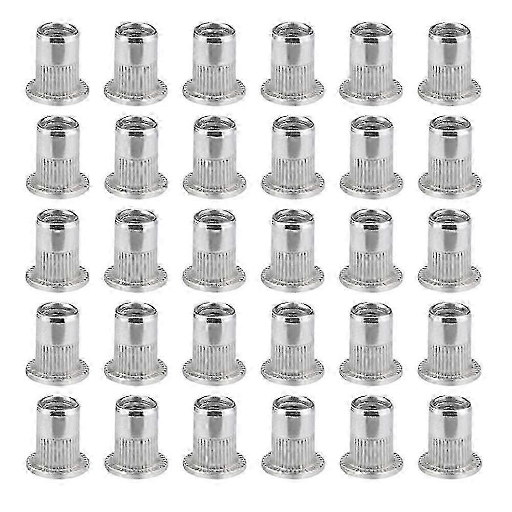 100pcs M6 Flat Head Rivet Nut - Stainless Steel Threaded Insert - Sturdy and Durable