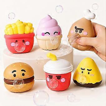 Fast Food BubbleBlowing Squishy Fidget Toy Set of 6 Hamburger Fries Drink Chicken Leg Squishies Christmas Stocking Fillers for Children-jry